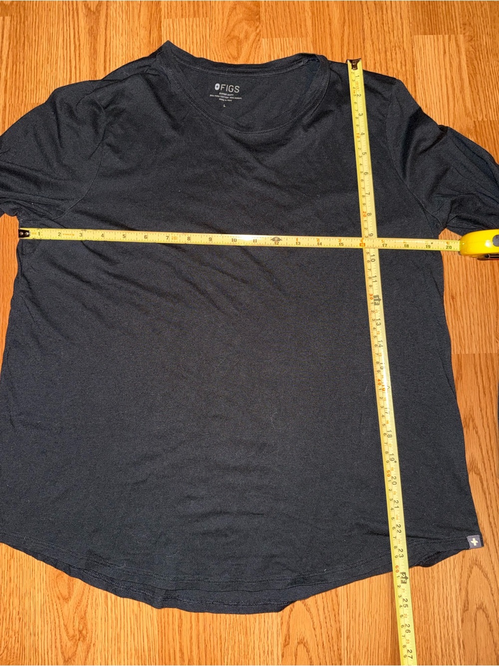 Figs Super Soft Pima Cotton Modal Black Long Sleeve Base Layer Nurse Top Sz L - Picture 4 of 5